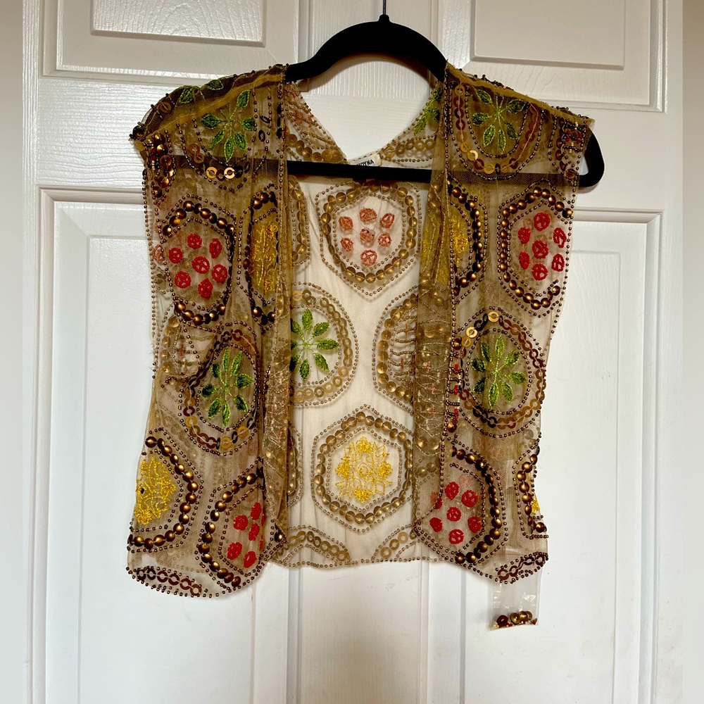 Anthropologie Moyna Beaded Festival Vest Mesh. NWOT.